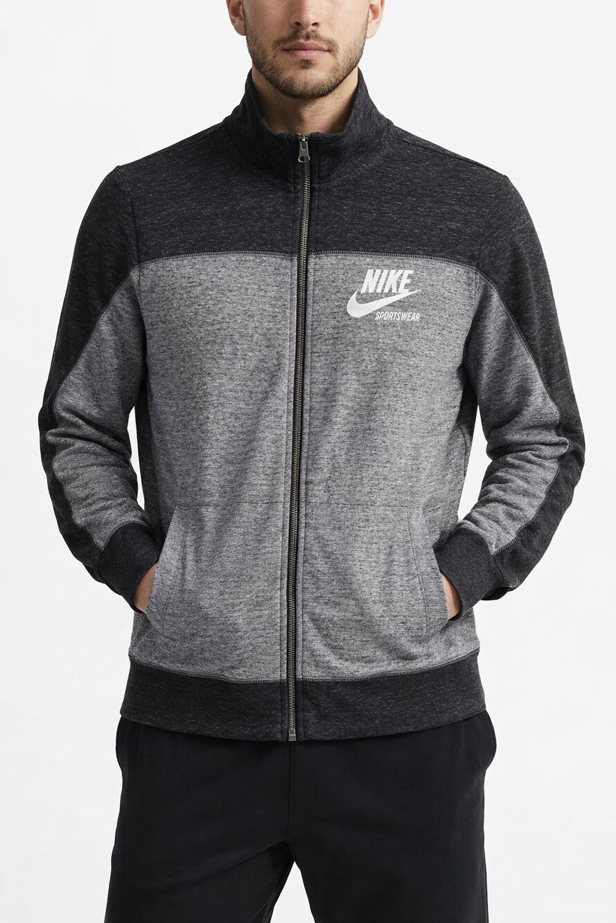 Nike Sportswear Full Zip Track Jacket Men's Medium Gray Black Lightweight Logo